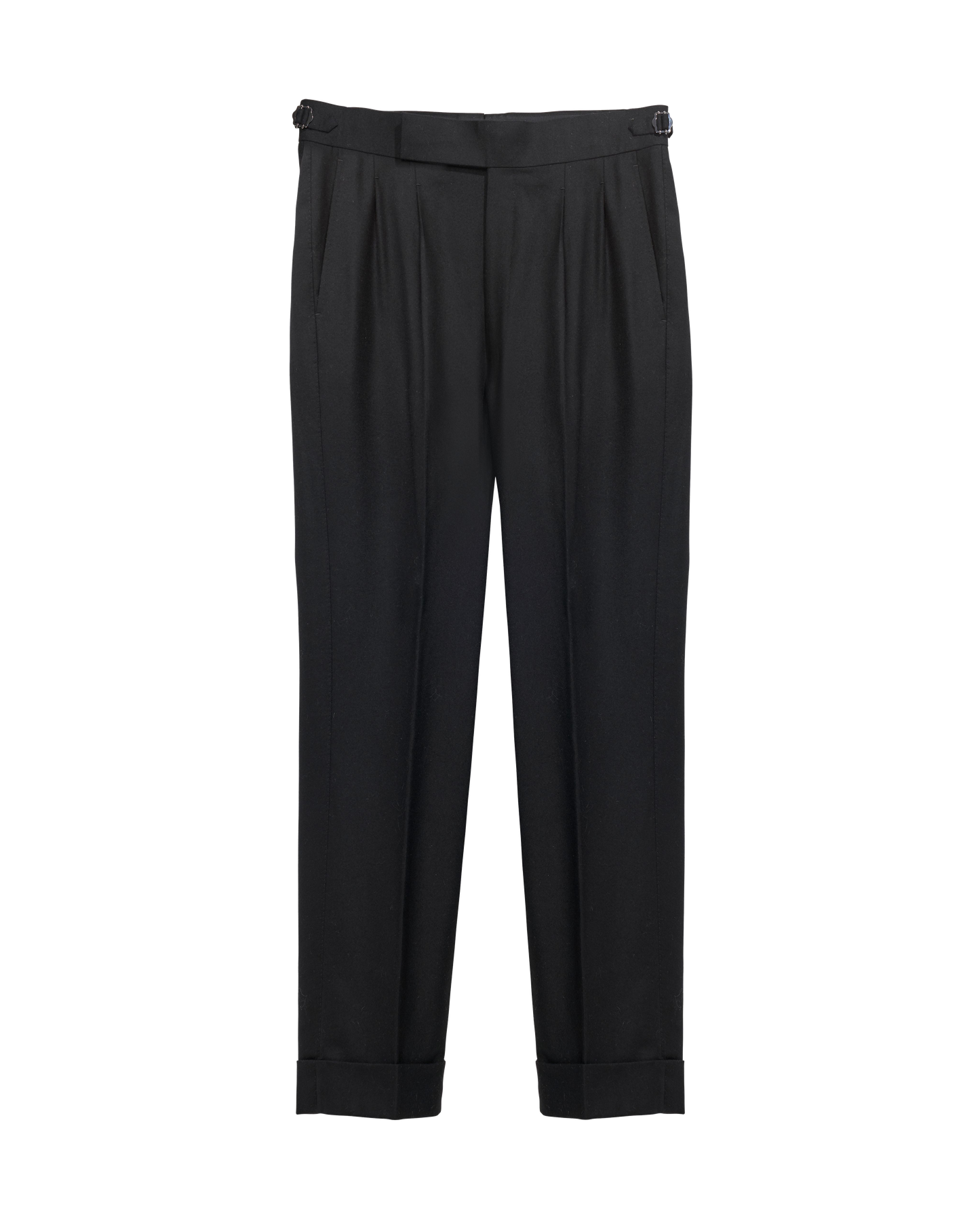 Black Solid Wool Dress Pants