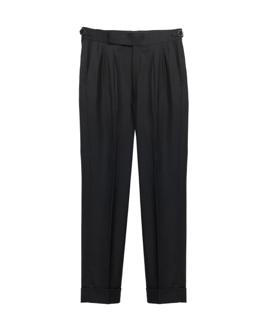 Black Solid Wool Dress Pants