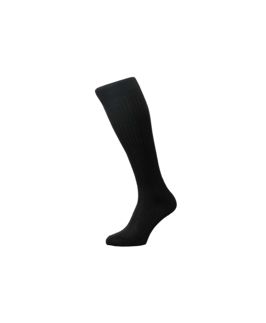 Pantherella Baffin Over-The-Calf Formal Silk Socks - Black (Large 11.5")