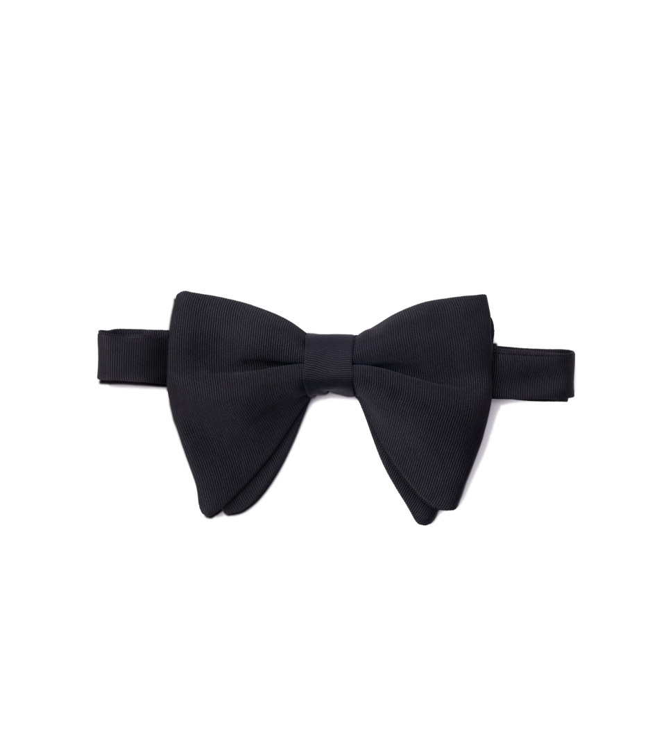 Angel Ramos Black Silk grosgrain bow tie Tied
