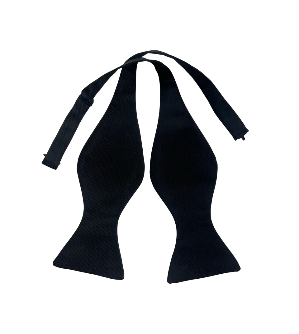 Angel Ramos Black Silk grosgrain bow tie untied