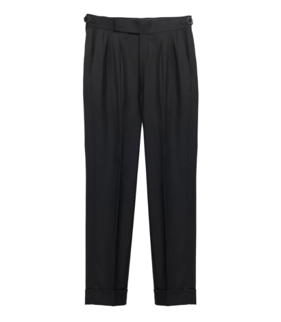 (product) Black Solid Wool Dress Pants