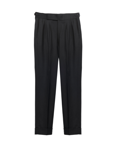 (product) Black Solid Wool Dress Pants