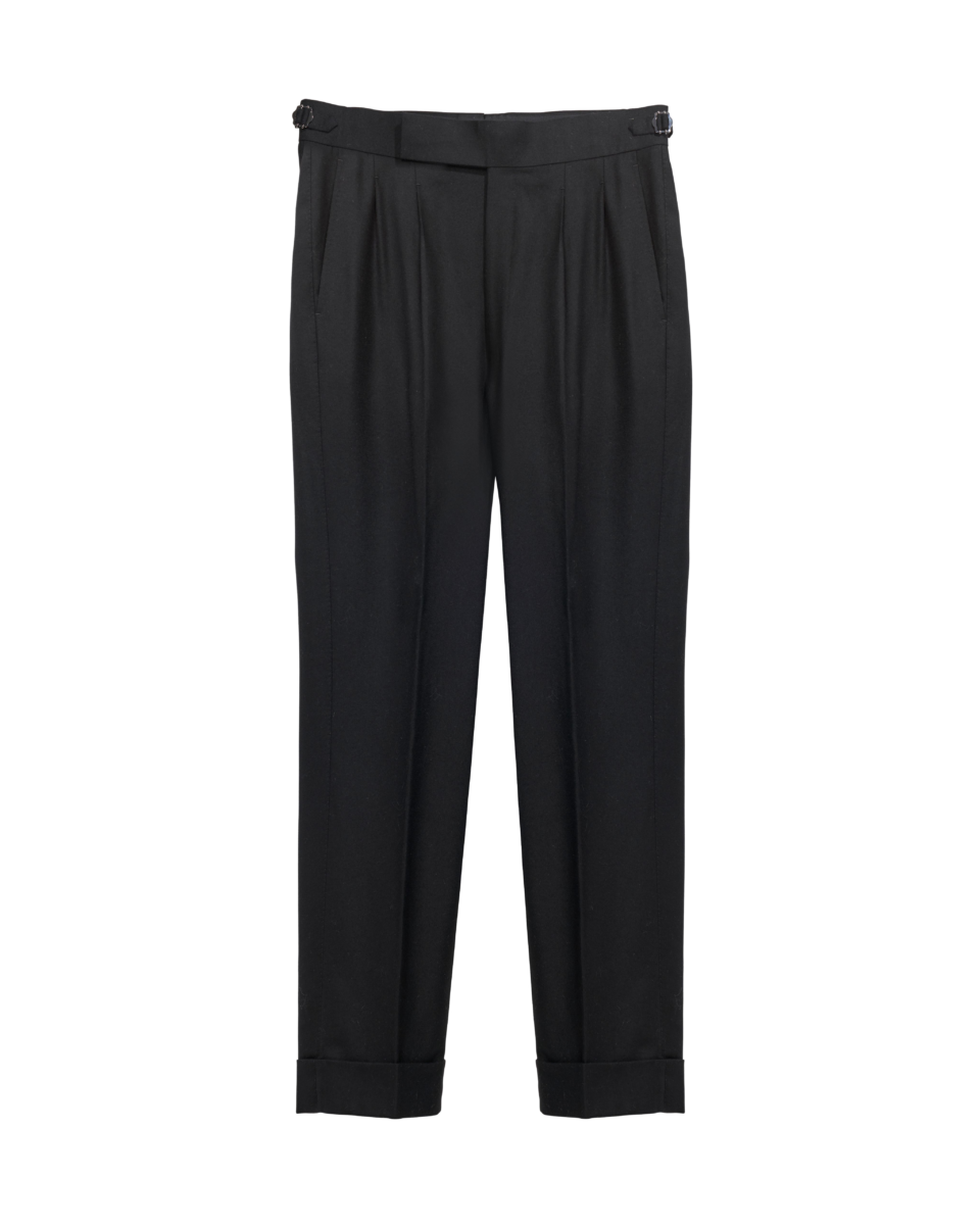 (product) Black Solid Wool Dress Pants