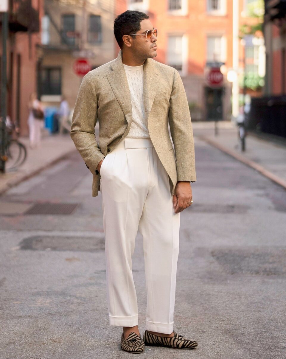 (product) Beige Cashmere Donegal Tweed Sport Coat