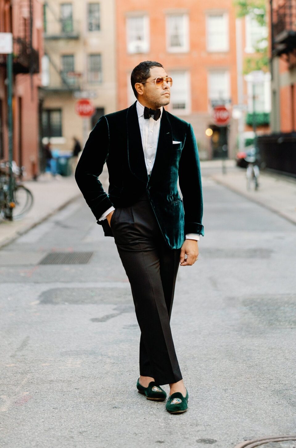 (product) Green Liquid Velvet Dinner Jacket (MTO)