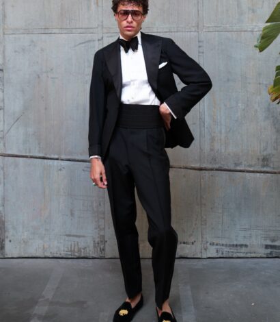 (product) Black Wool Mohair Tuxedo Jacket