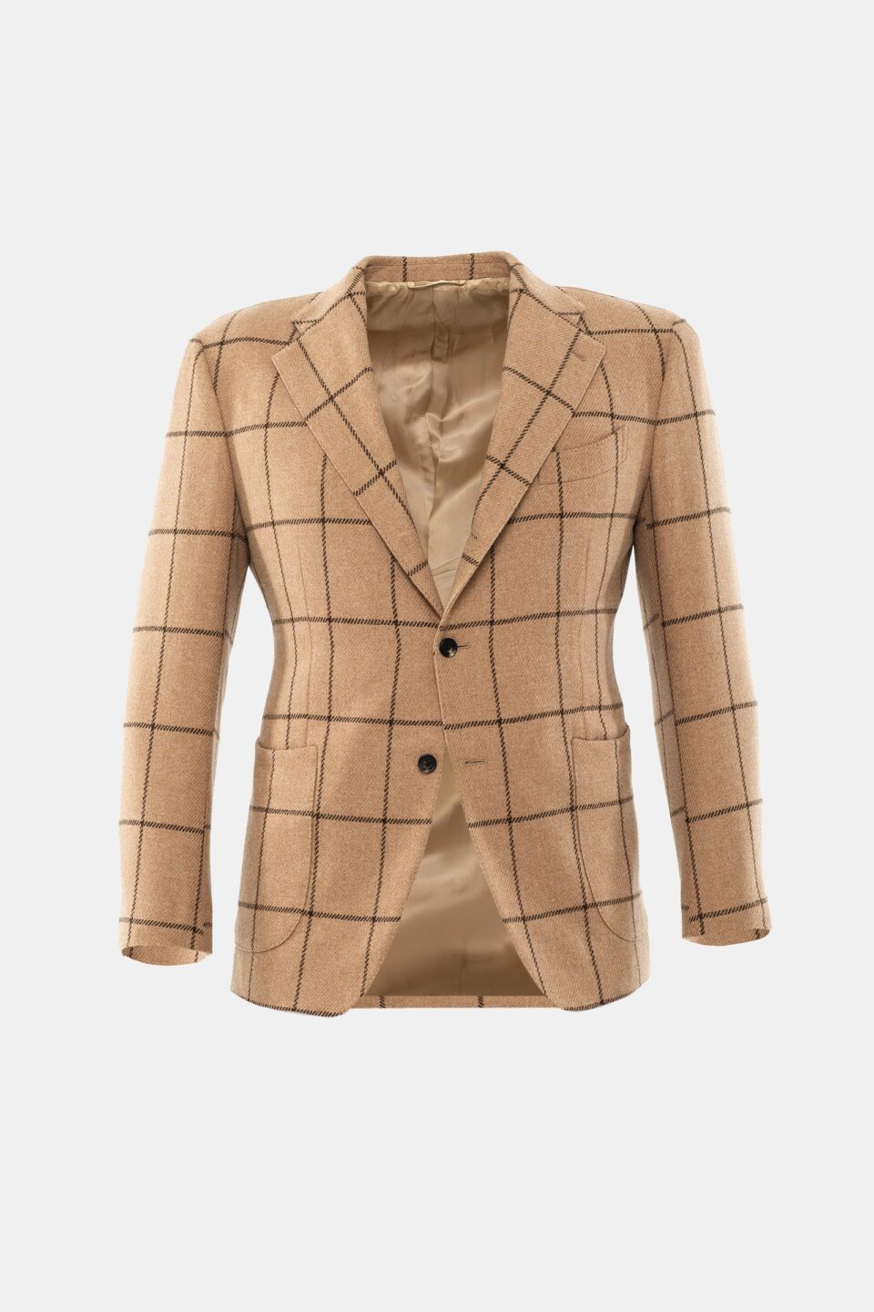 (product) Camel Brown Windowpane Jacket