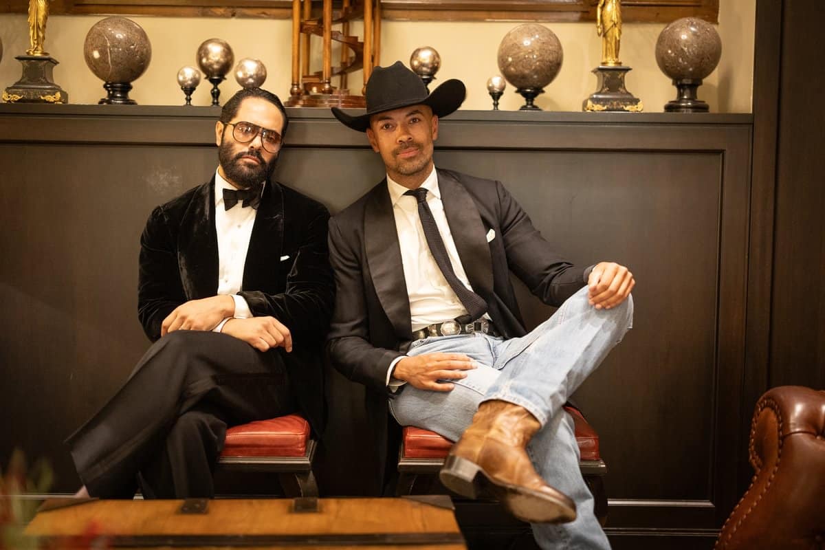 Angel Ramos collaborating with Damien Broderick on a playful ASMR video during Pitti Uomo.