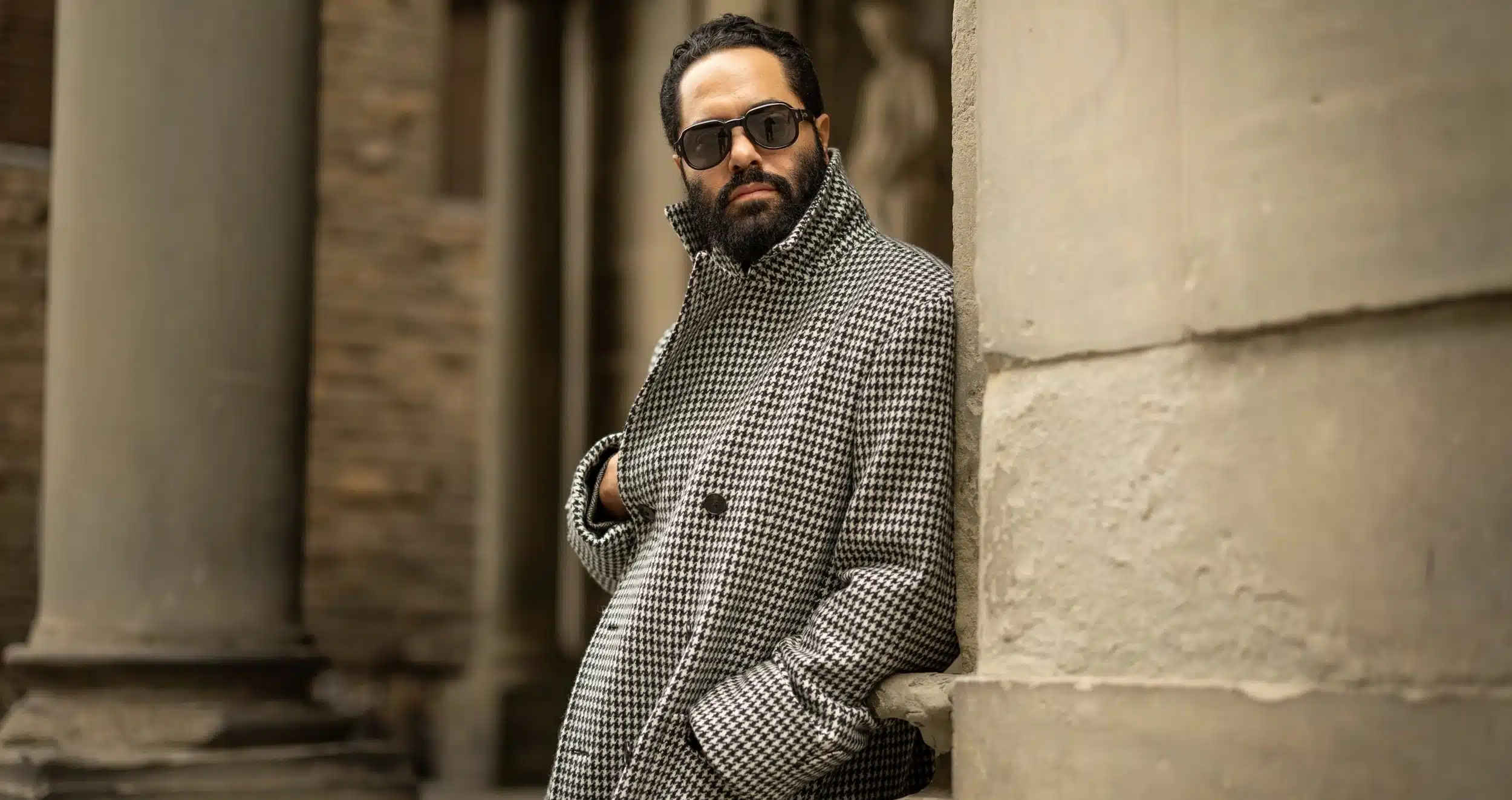 Angel Black White Houndstooth Overcoat Pitti