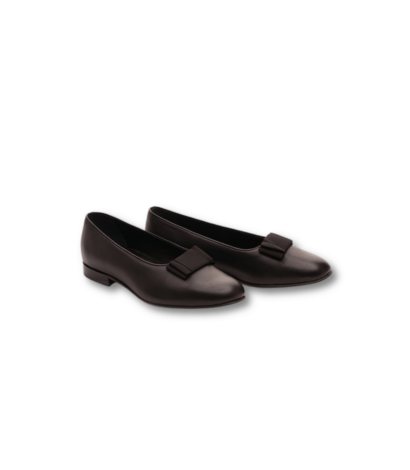 Black Leather Opera Pump by Arthur Sleep