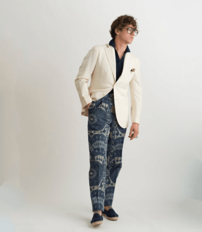 Angel Ramos NY Blue Ikat Pant on Model