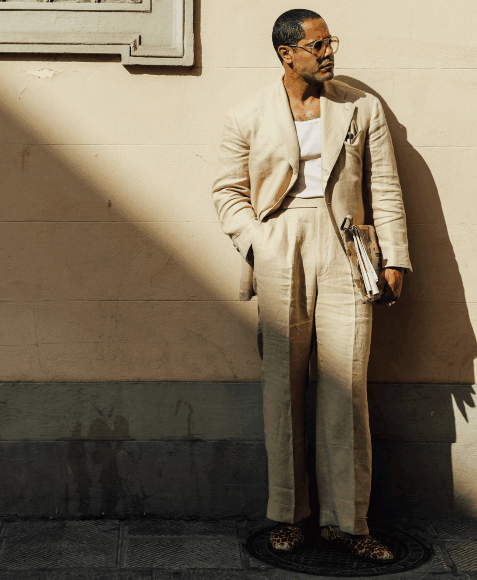 ANGEL RAMOS Tan Linen Suit